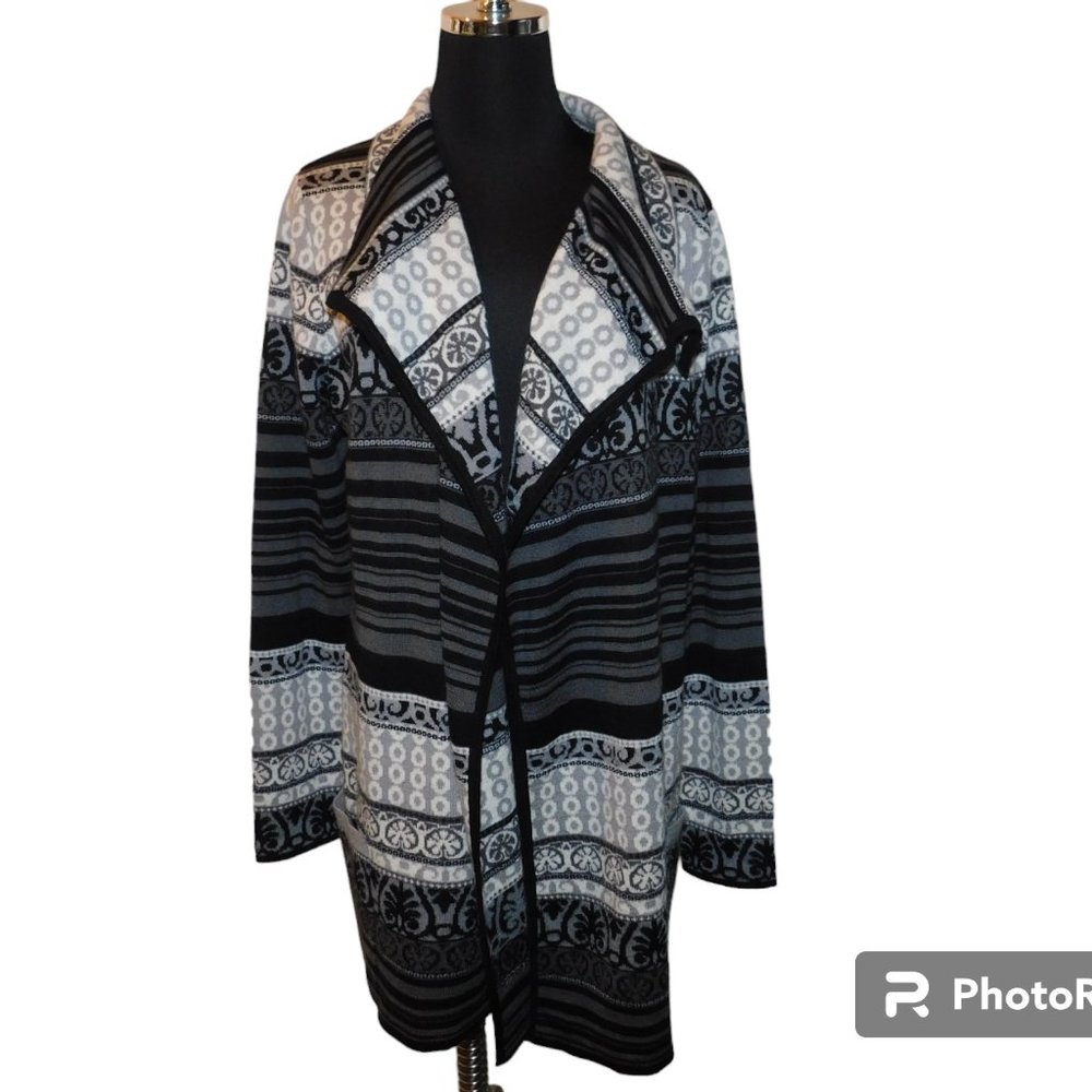Icelandic Designs Open Front Cardigan Sweater 50% Wool *FLAW*  Size Large